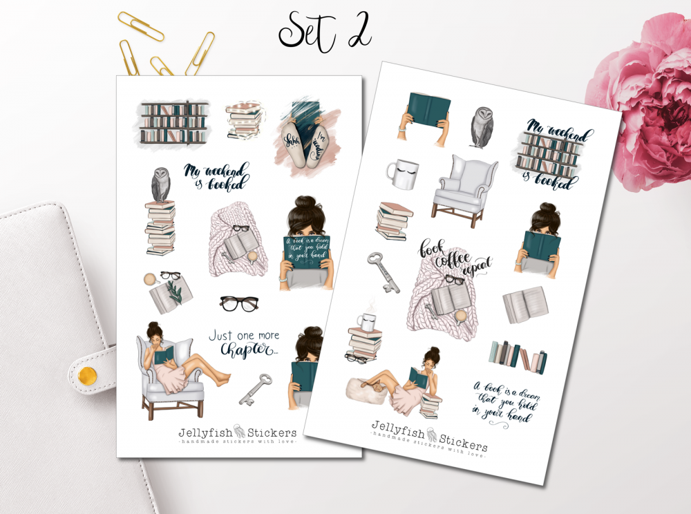 Mädchen Bücher Sticker Set